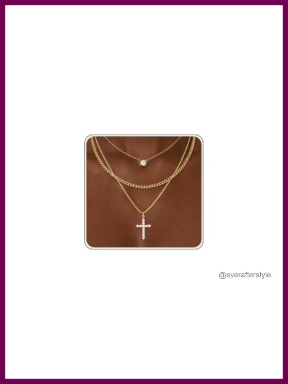 14K Gold Plated Layered Necklace Set for Women, 3 Chains with Cross Pendant,